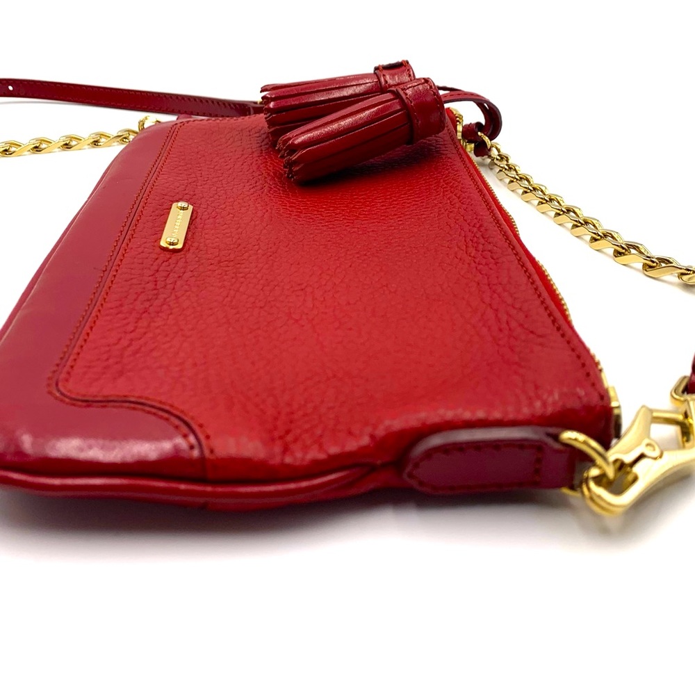 Auth Burberry Peyton Crossbody Clutch with Tassel in Rich Cranberry Red. $485 - Picture 9 of 13